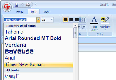 Font selection