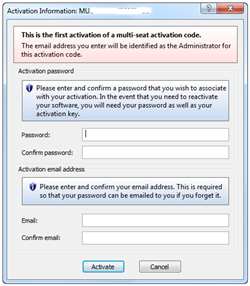 First activation of a multi-user license